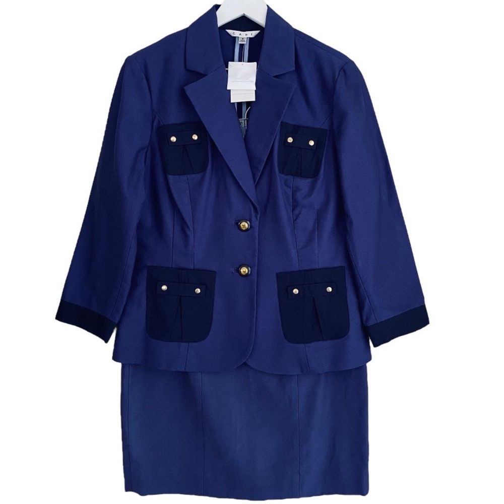CAbi NWT 2 Piece Blueberry Resort Nautical Style Stunning Skirt Suit Size 8
